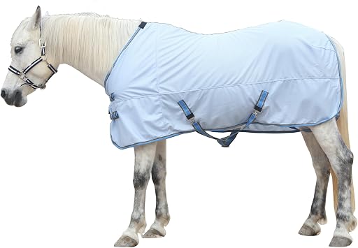 Leberna Fly Rug for Horse - Comfy Mesh Horse Fly Sheet with UV & Insect Protection, Lightweight Summer Fly Rug for Equine Light Blue, 5'3''