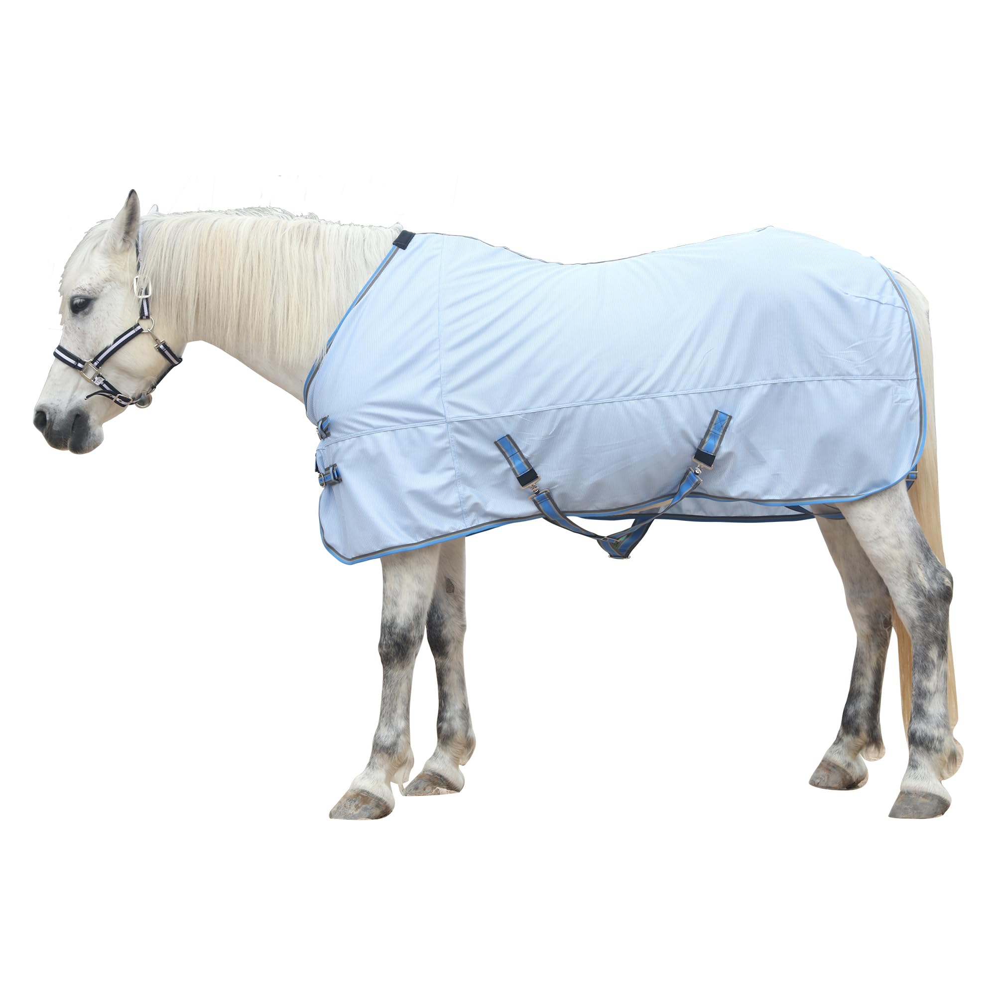 Leberna Fly Rug for Horse - Comfy Mesh Horse Fly Sheet with UV & Insect Protection, Lightweight Summer Fly Rug for Equine (Light Blue, 6'9")
