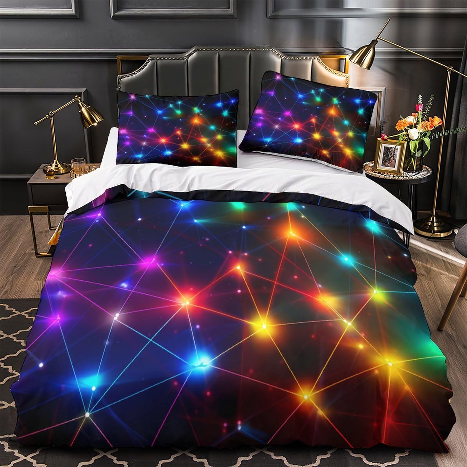 Parure de lit hypoallergénique 260x220 motif ville lumineuse