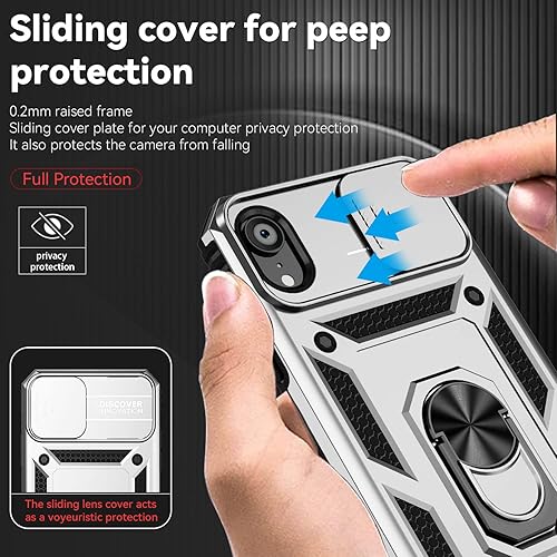 Miniatura 4 de Funda para iPhone XR con cubierta para lente de cámara, protector de pantalla HD, doble capa protección contra caídas de grado militar de 15 pies