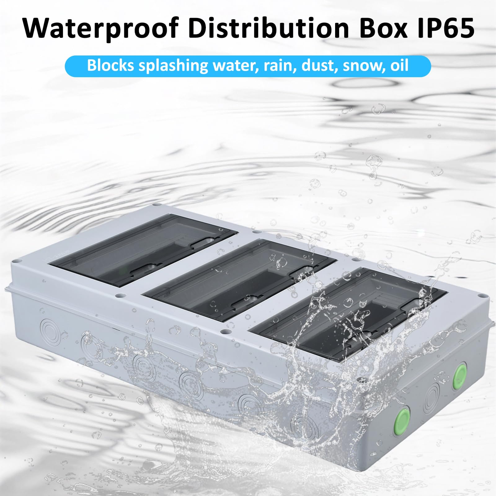 Caja de disyuntor de 36 vías, IP65 impermeable, para interiores y exteriores | Caja de protección de distribución de plástico de aleación de PC/ABS de alta calidad, cubierta transparente para exteriores