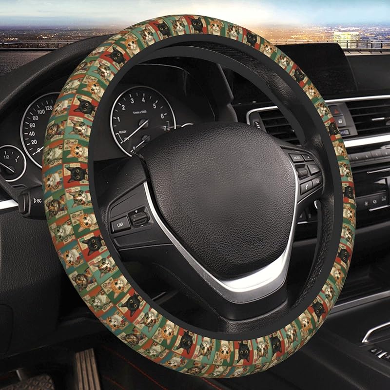 Capa para Volante Automotivo MOLIAN com Estampa de Gatos, 38,1 cm