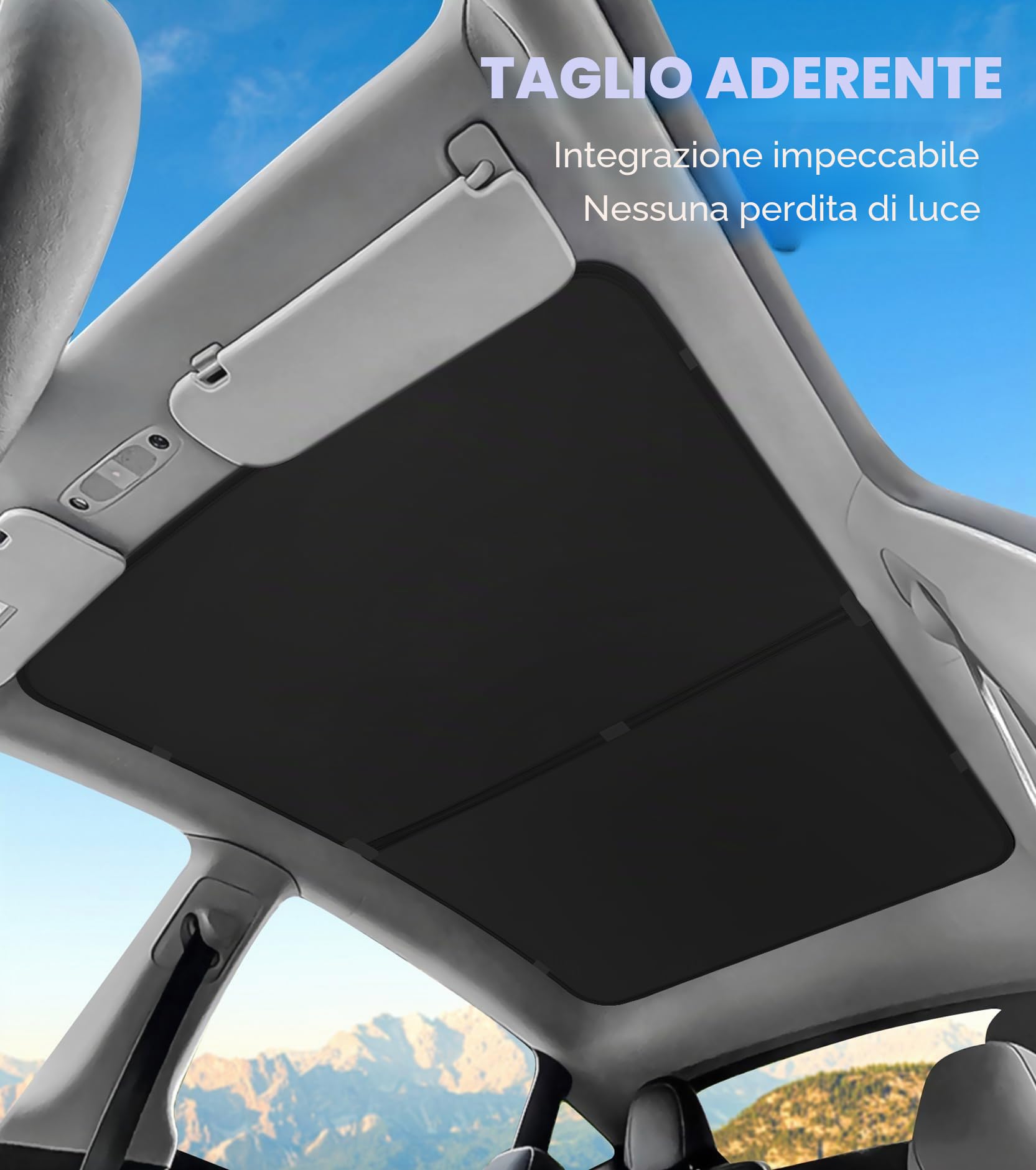 Protezione solare per tettuccio in vetro Tesla Model Y, parasole che blocca il calore, copertura per finestre superiori, rimovibile, accessorio interno per auto per modello Y 2020-2023, nero (senza