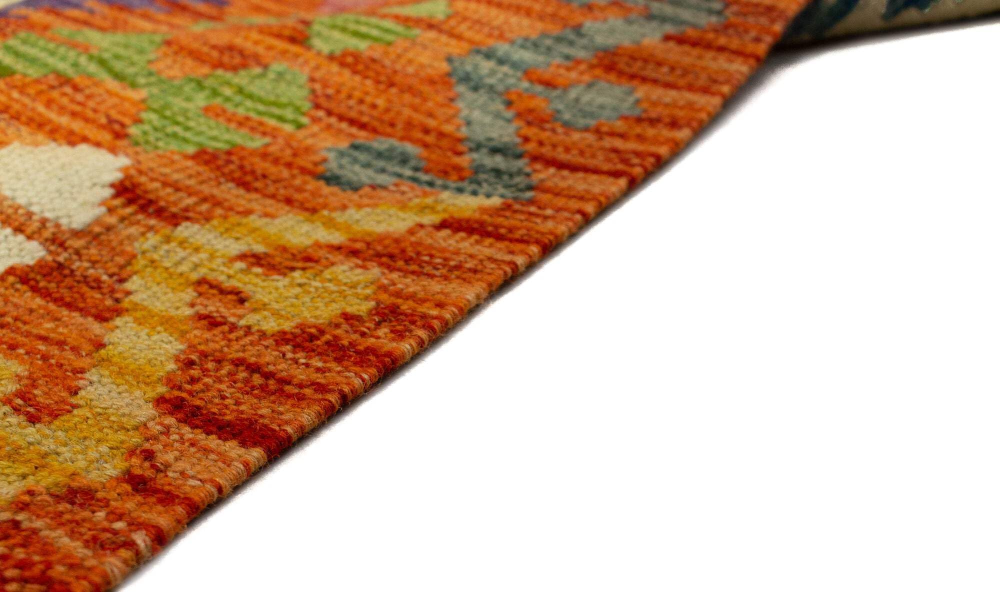 Tapis Kilim 100 % laine 300 x 200 cm fait à la main une pièce unique Herat Boho multicolore tissé plat tapis pour salon et salle à manger