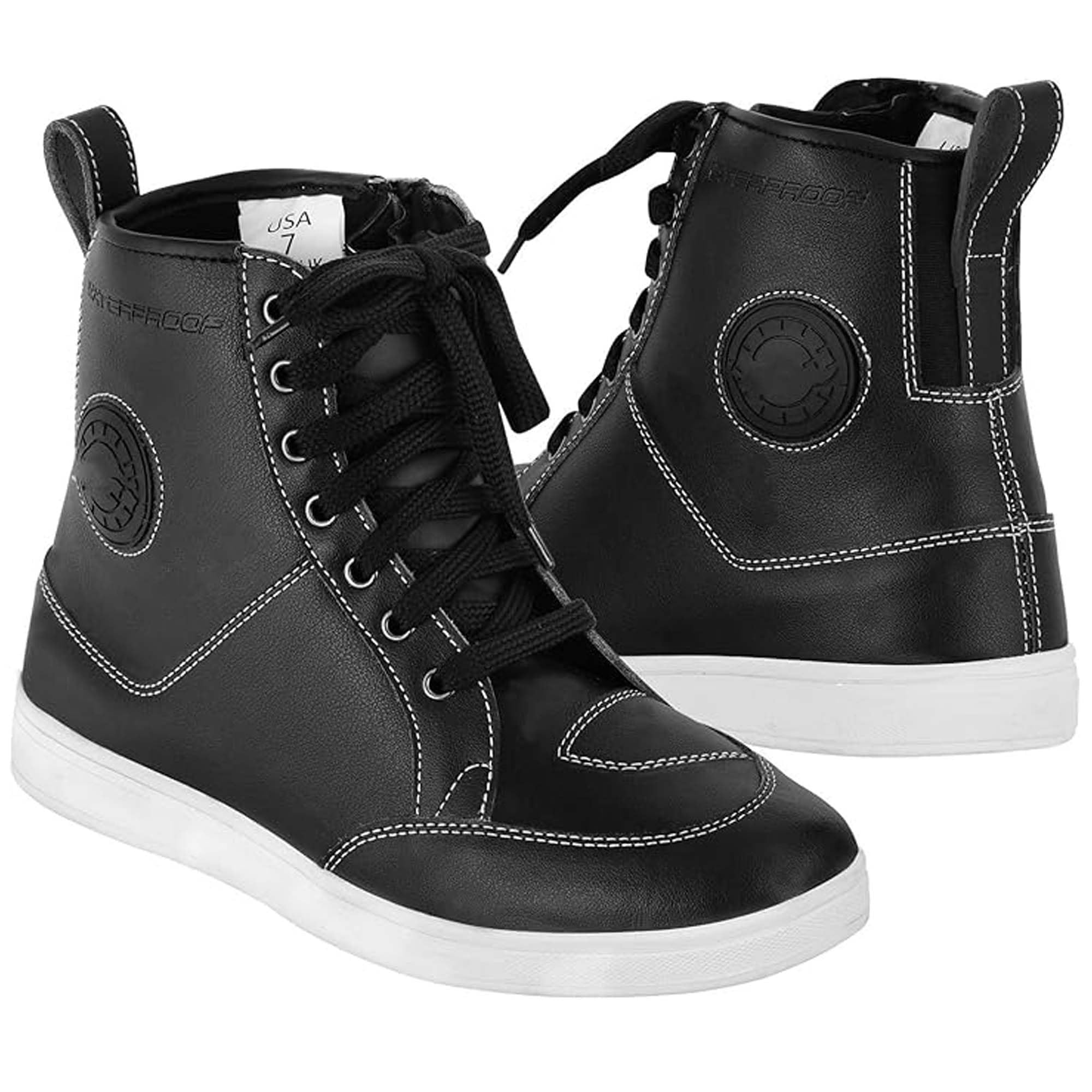 Zapatos de moto para hombre Botas de carreras de tobillo cortas impermeables de cuero Suela antideslizante
