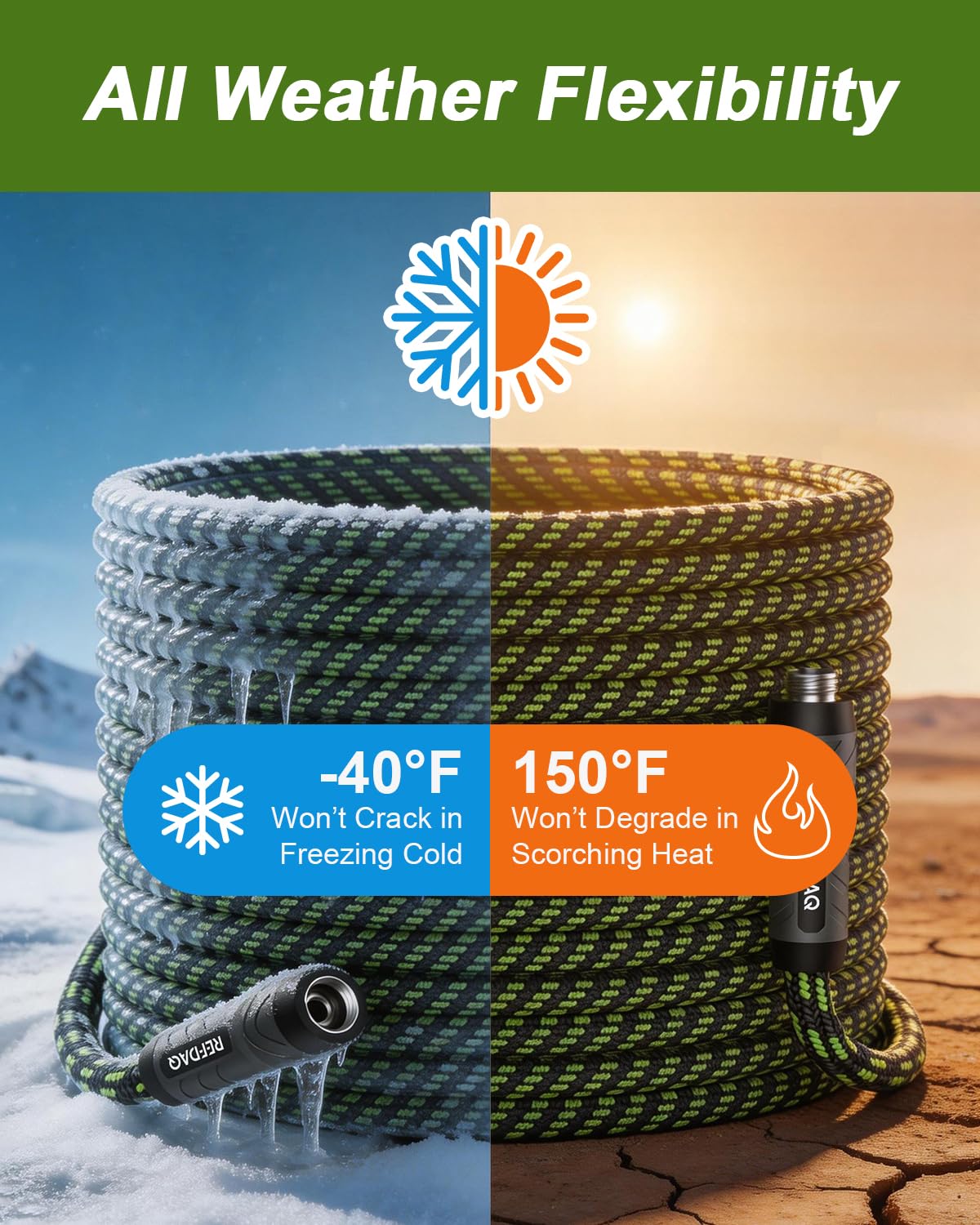 Garden Hose, Flexible Ultra Lightweight Durable, Kink-Free Water Hose with 10 Function Sprayer - Non-Shrinking, Easy to Store, All-Weather, High-Pressure (100 FT) — view 5