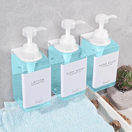 Vista 36 de Botellas recargables de champú y acondicionador para pared de ducha, dispensador de champú y acondicionador con bomba sin taladro