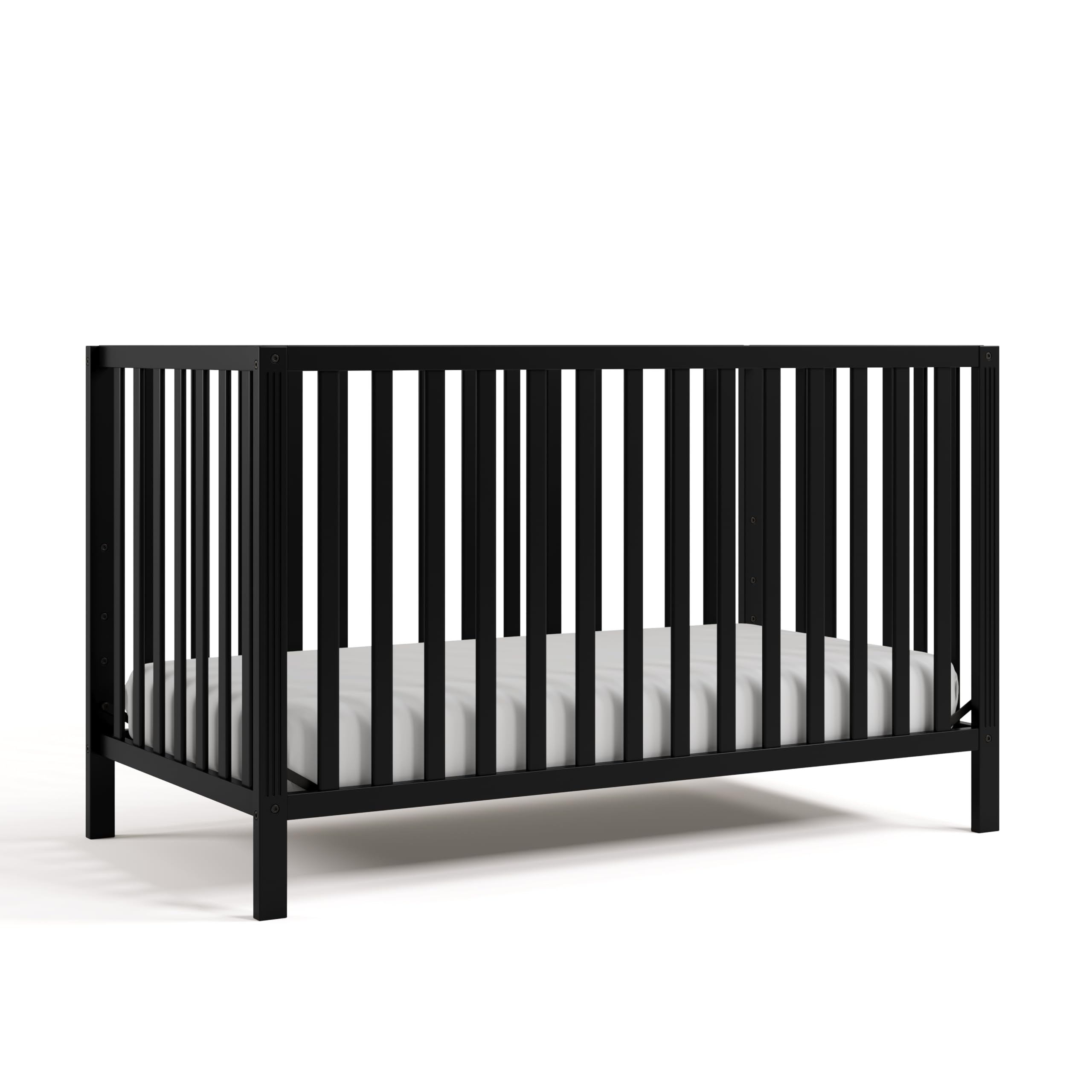Storkcraft Morningside 5-in-1 Convertible Crib (Black) – GREENGUARD Gold Certified, Fits Standard Crib Mattress, Converts to Toddler Bed, Daybed and