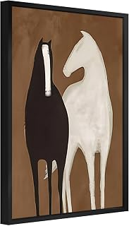 Framed Vintage Horse Canvas Wall Art - Abstract Black and White Horses Oil Painting Modern Farmhouse Animal Wall Decor for Living Room, Bedroom 12x16 inch Horse Gifts