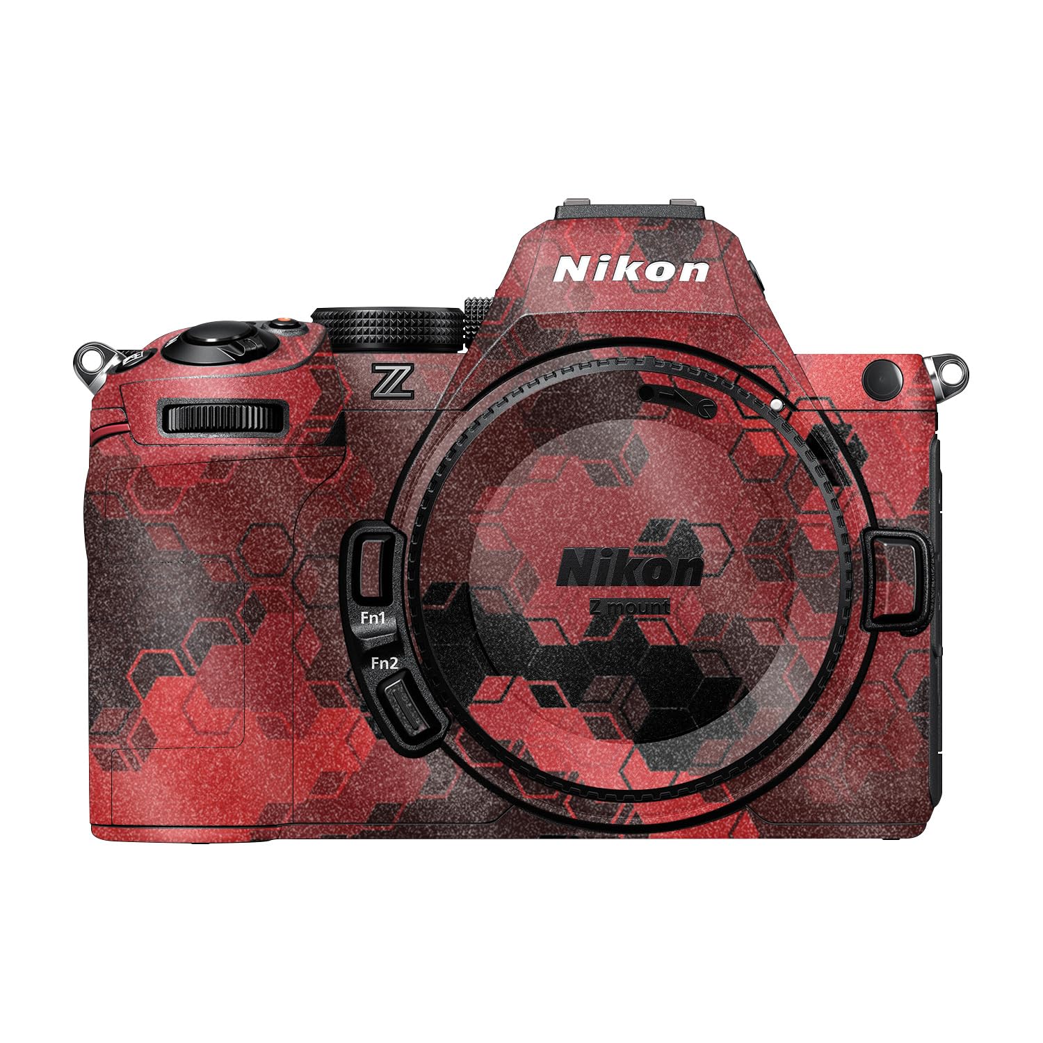 Glossy Glitter Camera Skin Compatible with Nikon Z5 II (2025) - Red Hexa Camo - Premium 3M Vinyl Protective Wrap Decal Cover - Easy to Apply | Crafted in the USA by MightySkins