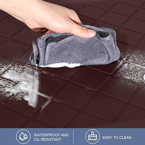 Miniatura 5 de WEZVIX Tapete de cocina acolchado 2 piezas, alfombras de cocina antifatiga, alfombras de cocina resistentes y antideslizantes, tapete ergonómico de