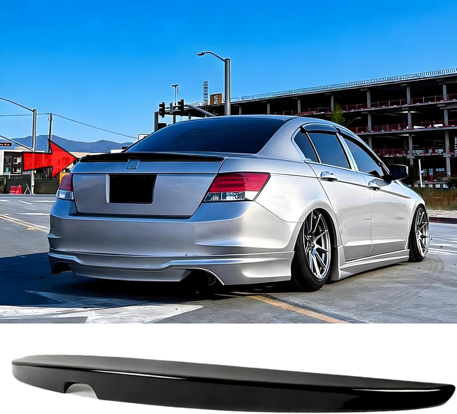 STSEV01 Rear Spoiler Wing Fit for Honda Accord Sedan 2008-2012 EX/EX-L/LX/LX-P/SE/Premium (4-Door Sedan Only), Glossy Black Sporty Style DeckLid Lip Exterior Accessories