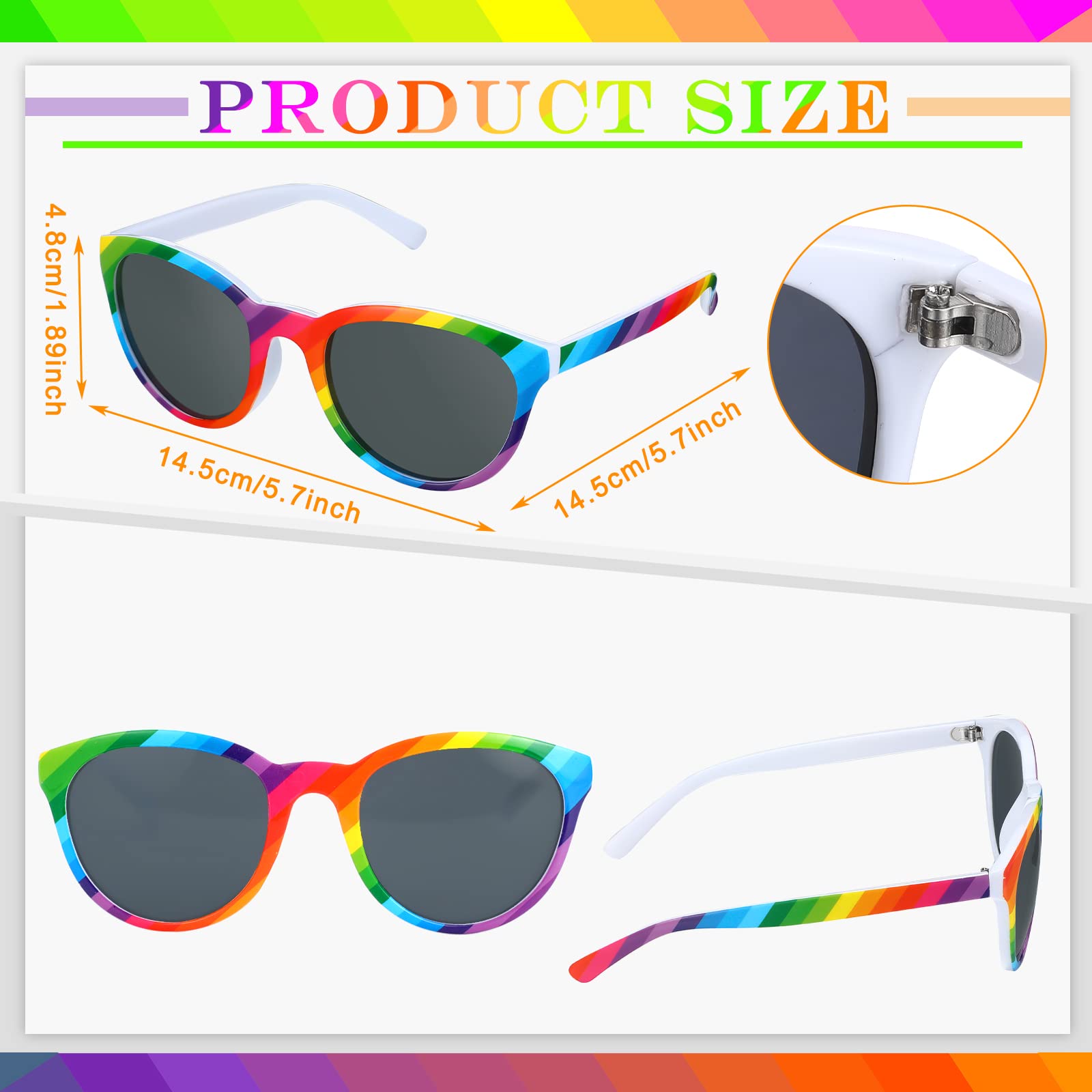 Xuhal 3 Pcs Rainbow Pride Sunglasses Colorful Retro Sunglasses LGBTQ Parade Accessories for Men Women Gay Day Themed Party
