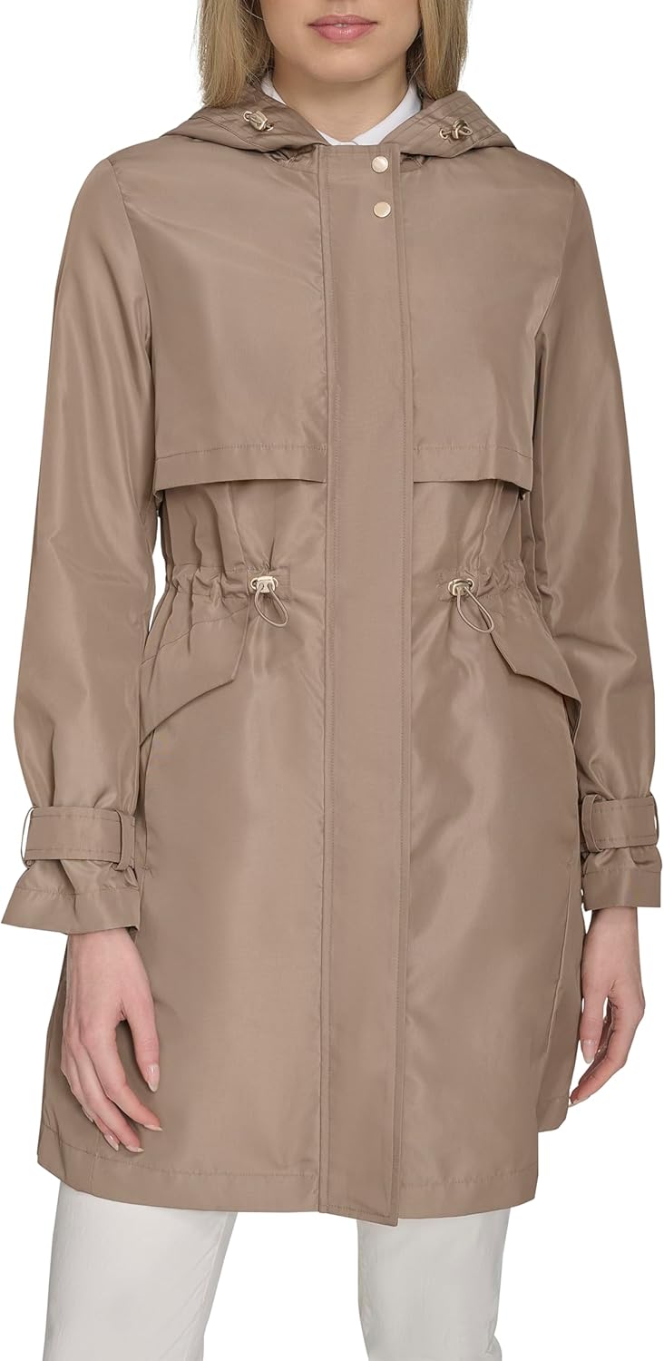 Cole Haan Women's Travel Packable Casual Trench Style Parka Jacket