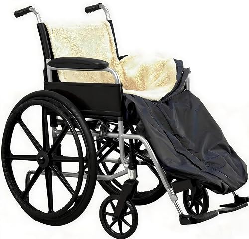 Waterproof Wheelchair Blanket with Zipper, Waist 51.18“ Fleece Wheelchair Winter Ponchos for Adults Jacket,Coat, Warmers Leg/Foot Covers Universal fit