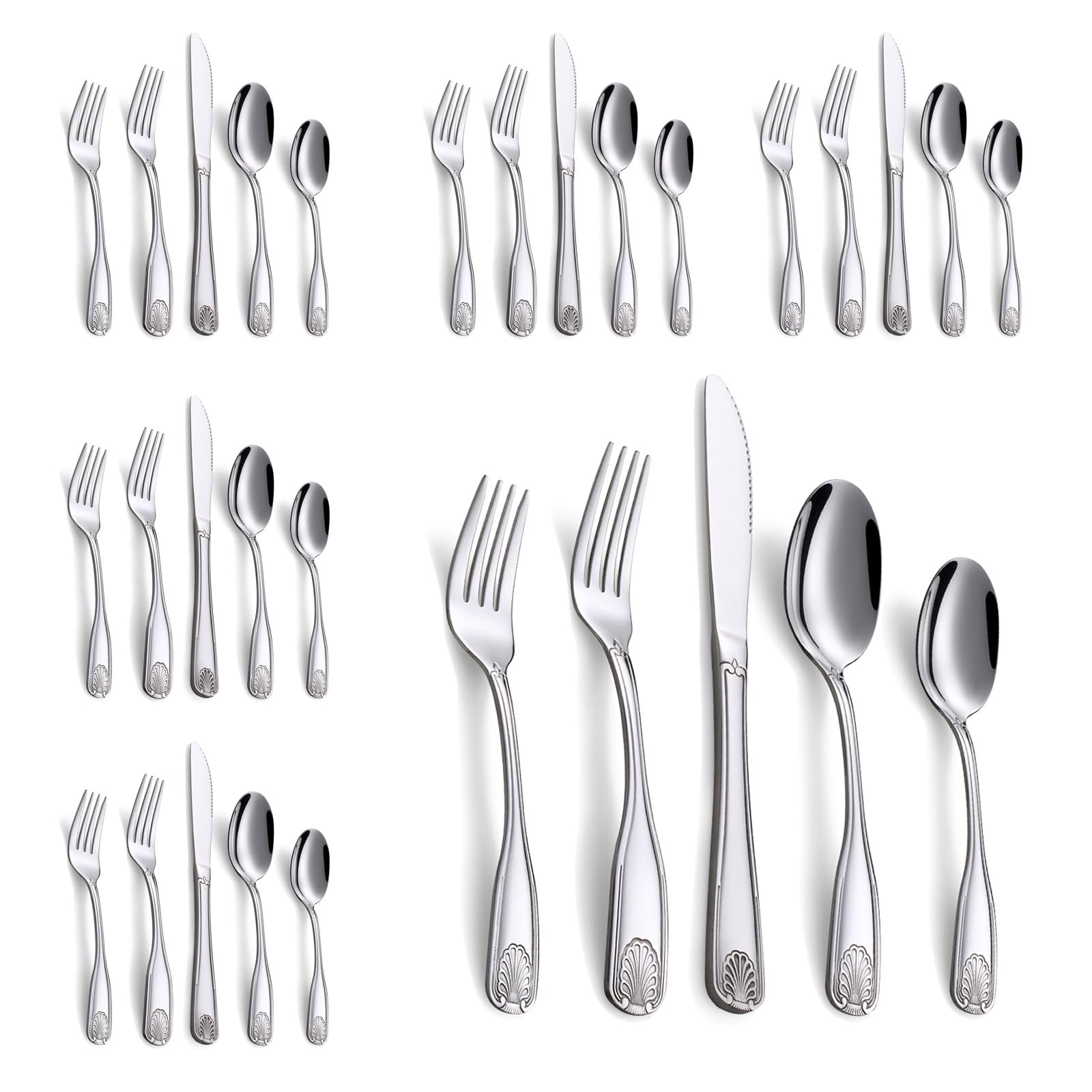 Gold 20-Piece Flatware Set with Shell Pattern — Amazon image 8