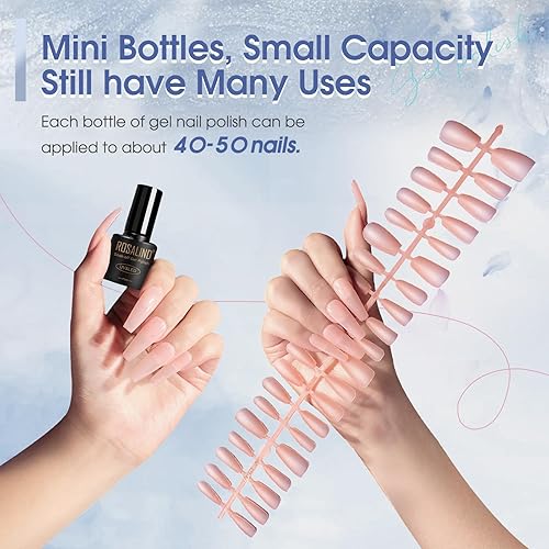 Miniatura 13 de ROSALIND Juego de esmaltes de uñas de gel color marrón nude, 12 colores blanco, nude marrón, esmalte de gel clásico para regalo de arte de uñas 12