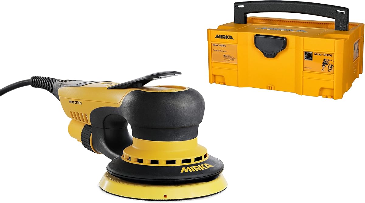 Mirka DEROS 550X CV - 5" Hook & Loop, 5.0mm Random Orbital Sander with Case - 110V Electric Power Tool for Woodworking, Drywall, Automotive Car & Wood Sanding - Professional Dust-Free Sander