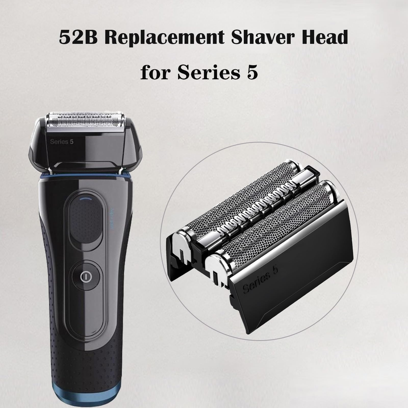 Elektrischer Scherkopf für Braun Serie 5,52B Kompatibel Mit Braun Series 5 Scherkopf,Schwarz Series 5 Elektrorasierkopf Ersatzteil geeignet，Ersatzklingen Folienkopf Zubehör für Rasierapparate (52B)