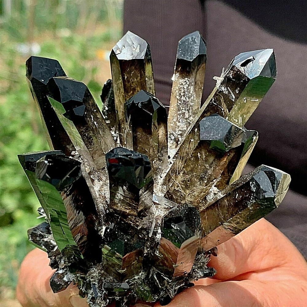 KJEBVHIRS Black Smoky Quartz Crystal Cluster Home Office Aquarium Decoration Gift Ornaments (Size : 500-550g)