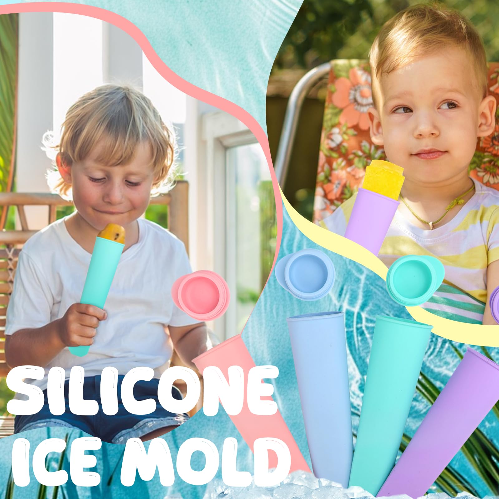 Moldes Helados Silicona, 8 Piezas Molde Helado, Moldes para Helados, Molde Helados sin BPA