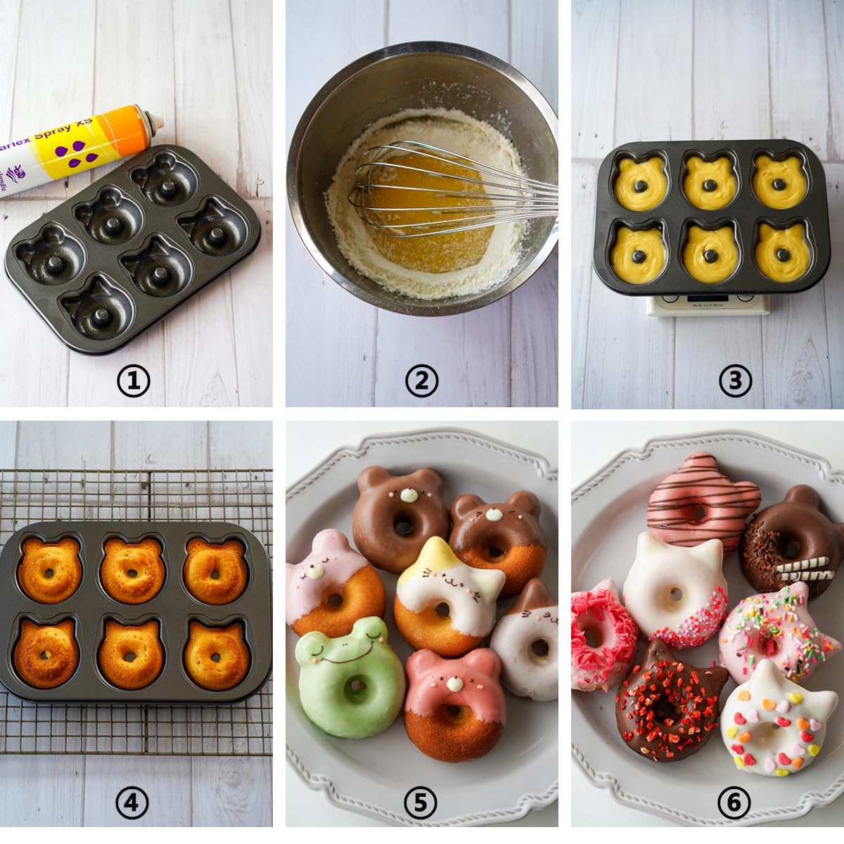 Elesinsoz 2 PCS Donut Pans, 2 1/2" Carbon Steel Cat & Bear-Shaped Donut Mold Cake Pan, 6 Cup Non-Stick Doughnut Pan for Home Baking - Image 7