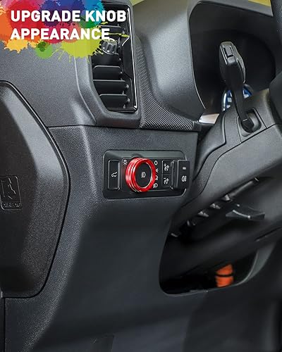 Miniatura 7 de Savadicar CKT02 Billet - Juego de molduras de perilla de control de aluminio, faros delanteros4WDHVAC, biseles de perilla de control climático,