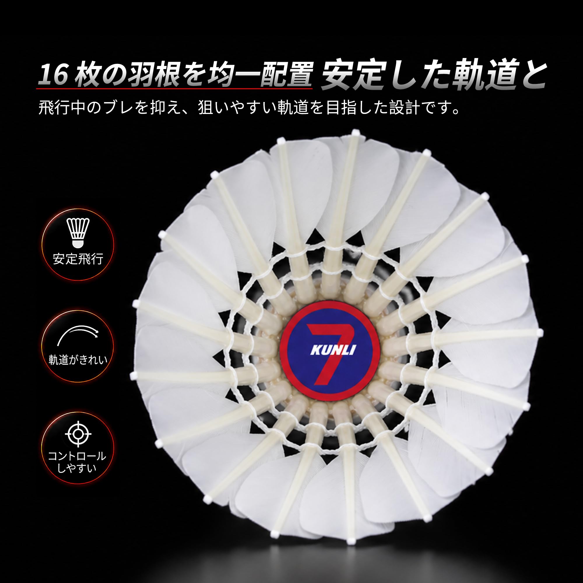 Amazon | kunli バドミントンシャトルコック 12個パック ダック