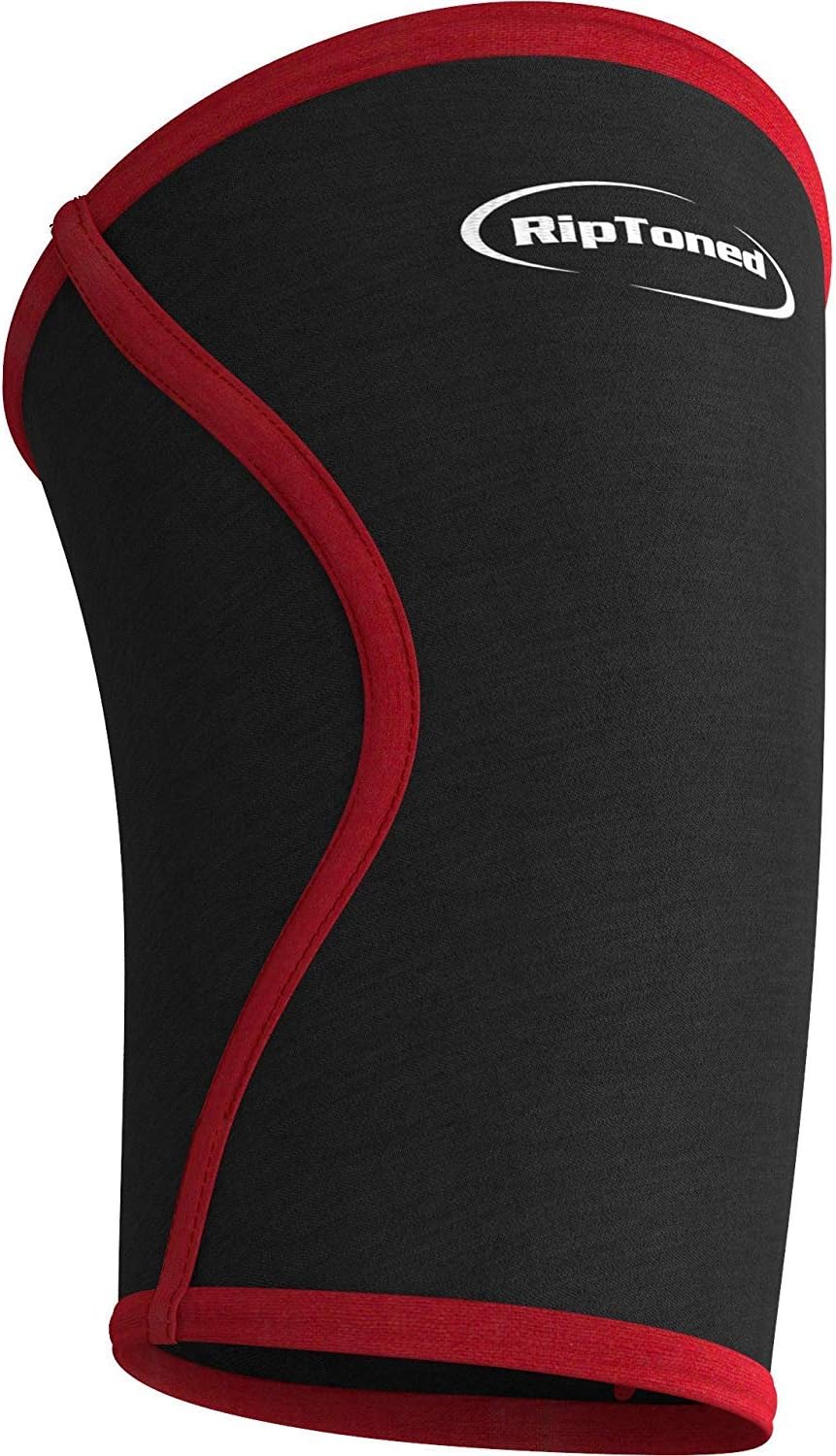 Knee Support Sleeve 7mm (1) - Compression for Weightlifting, Powerlifting, Squats, Running - by Rip Toned - (Large)