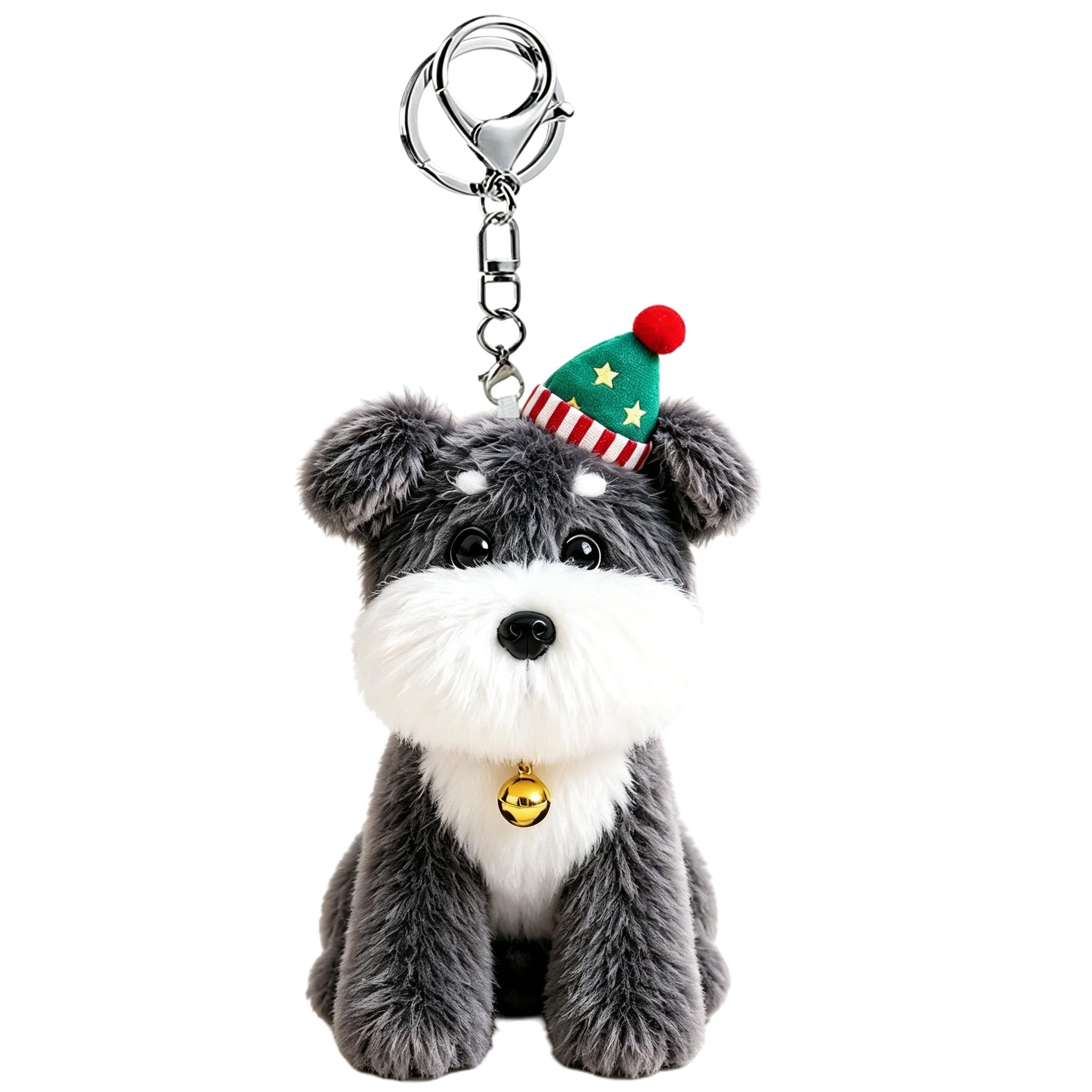 Glimbely Cute Plush Christmas Puppy Bag Charm for Backpack, Kawaii Car Keychain Holder Cute Stuffed Animal Purse Charms for Handbags (Style A)