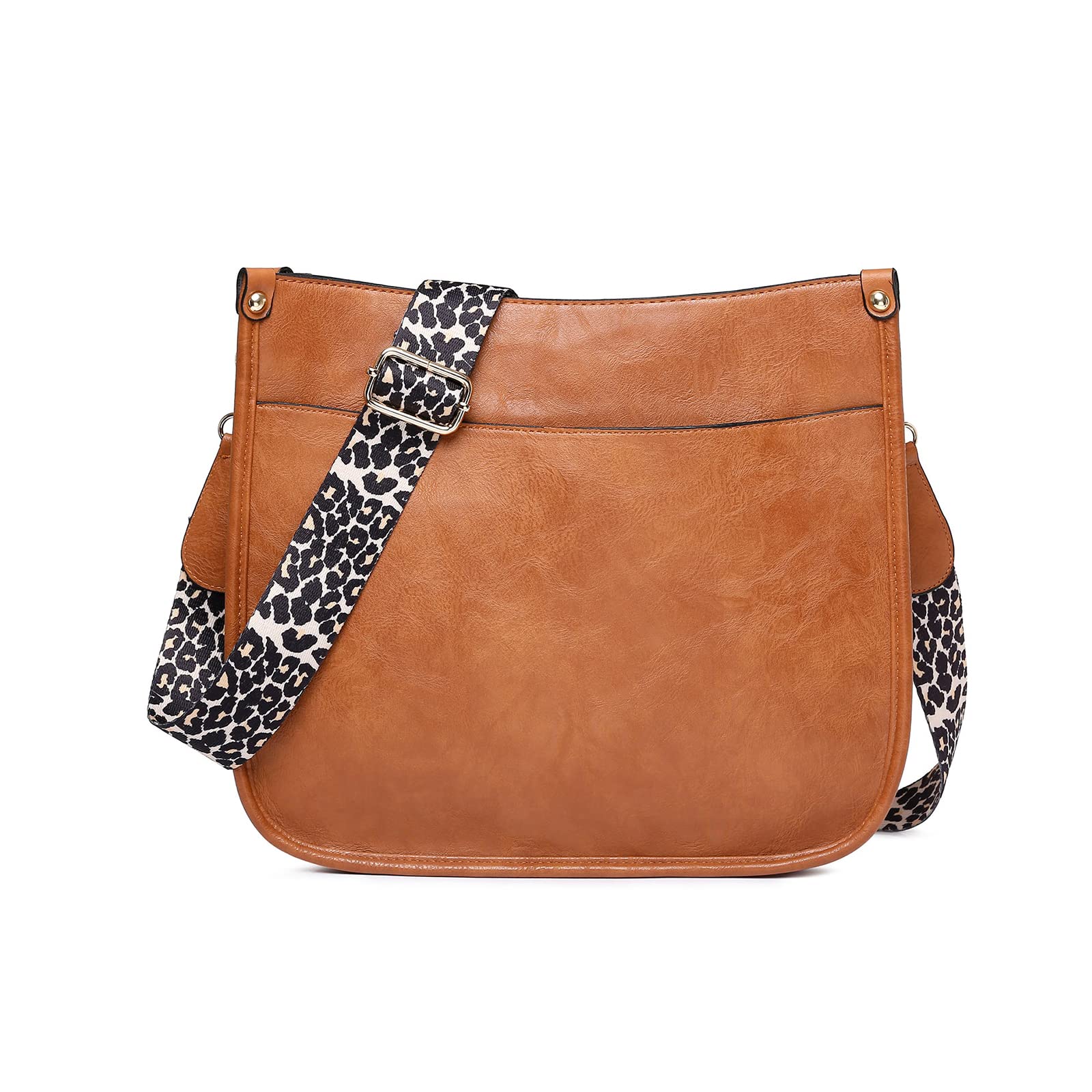 NICOLE & DORIS Bolso Bandolera Mujer Grande Bolso de Hombro Cuero PU Bolso Mensajero de Señora Bolsos Cruzados con Estampado de Leopardo Bolsos Crossbody para Escuela Viaje Trabaja Marrón