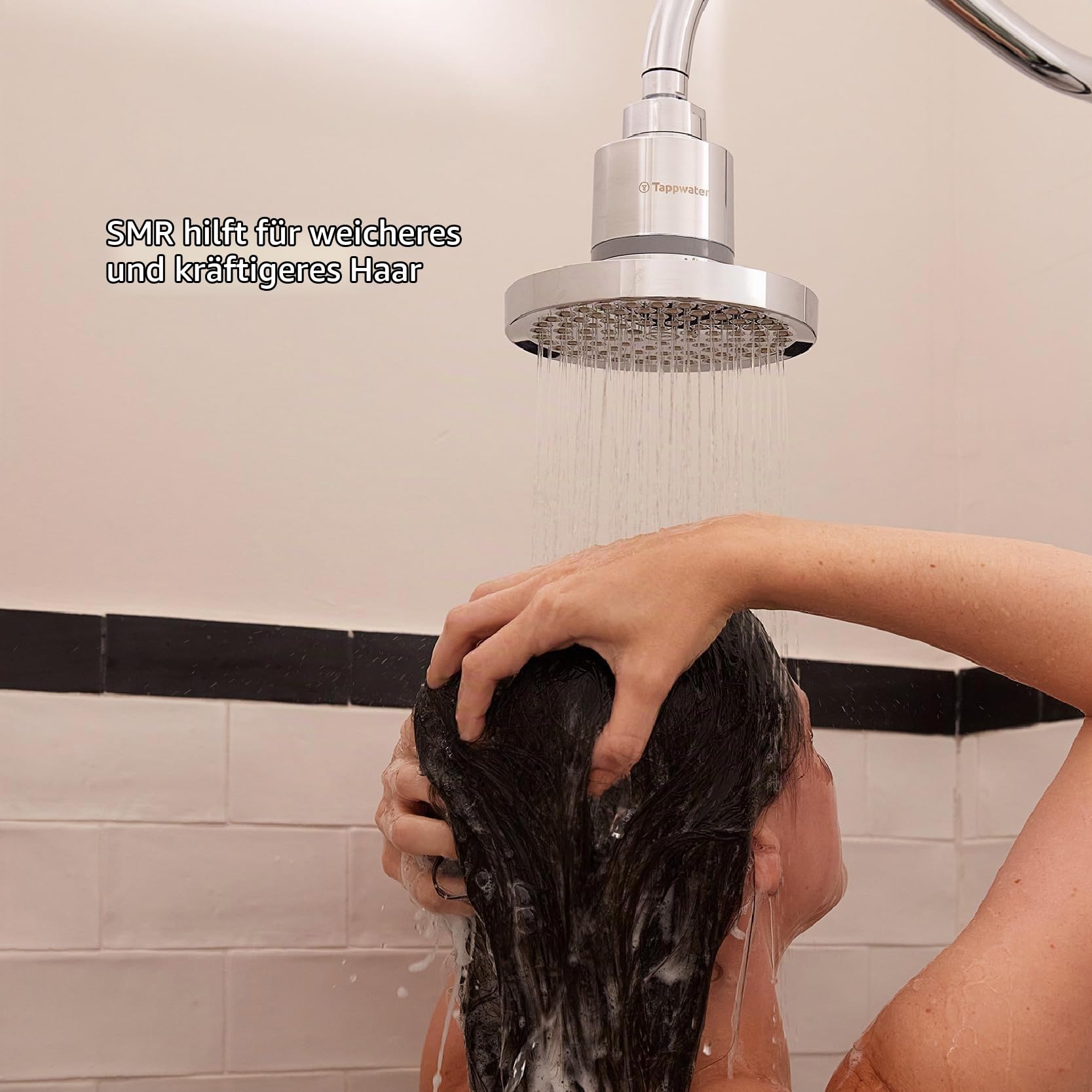 Tappwater ShowerPro Rain SMR – Duschkopf mit Filter. Entfernt 70+ Stoffe. KDF-55 & SMR-Technologie. Für hydratisierte Haut, kräftiges Haar. Hält 6 Monate oder 15.000–30.000 Liter.