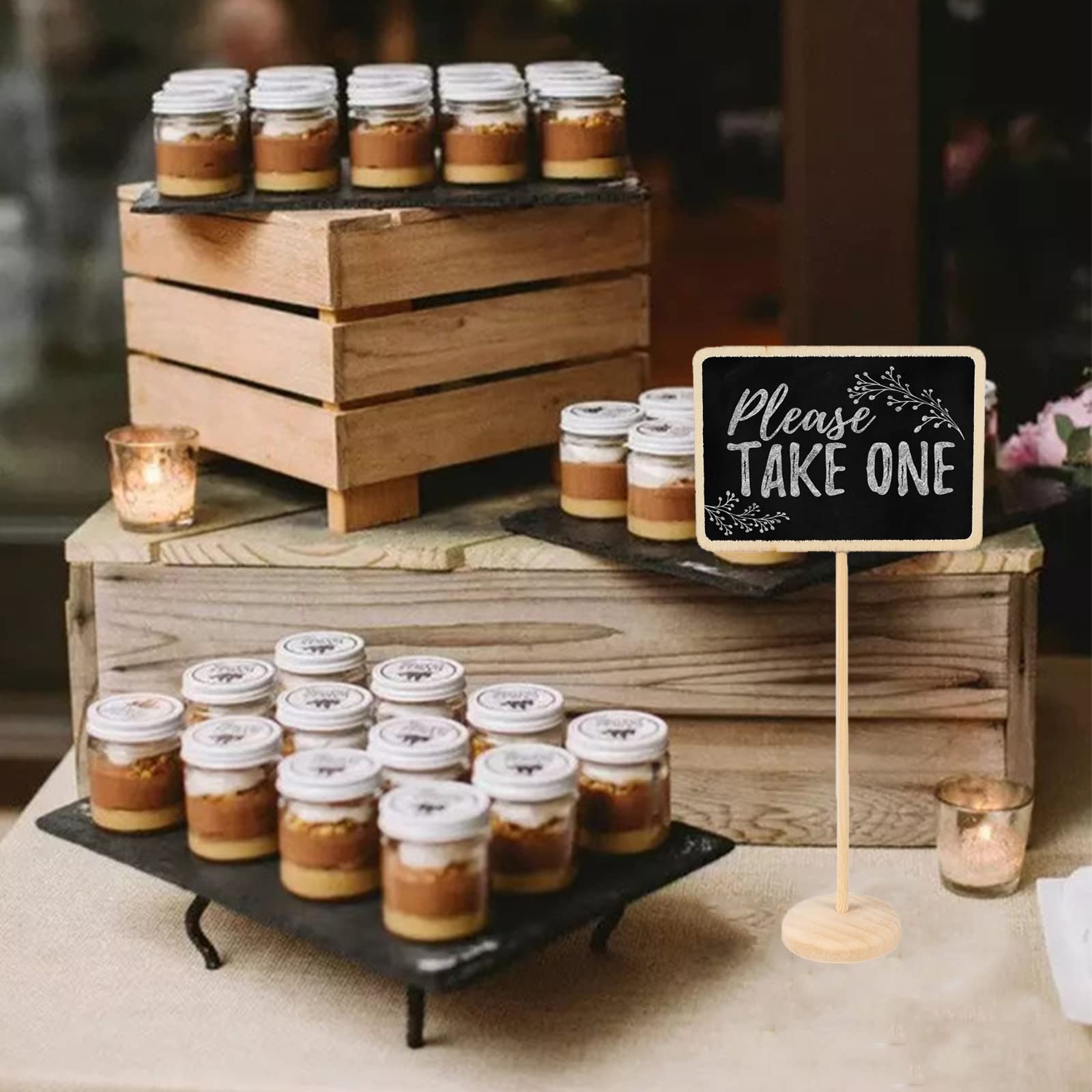 Mini Chalkboard Label Signs, 30 Pack Framed Easel Stand Wooden Blackboard For Buffet Food Signs, Wedding Place Cards,30 X Chalkboard Label 30 X Film 6 - View #7