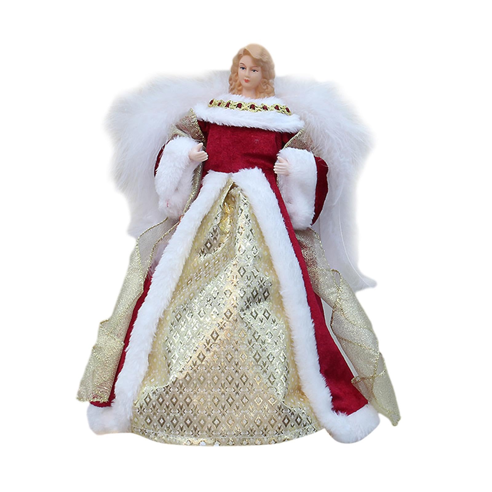 Amagogo Engel-Baumkronen-Figur/12 Zoll 30 cm Weihnachtsbaumspitze/Weihnachtsschmuck für Bar/Innen/Party/Schlafzimmer/Wohndekoration, Rot