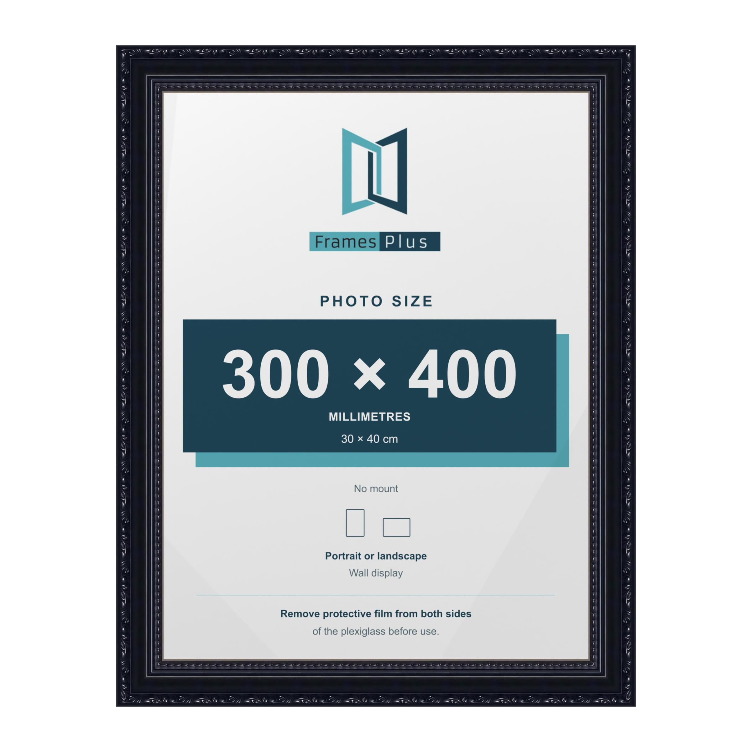FramesPlus ORNATE Shabby Chic 40x30CM Picture Frame, Black — image 1