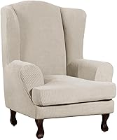 Vista 45 de Turquoize - Fundas de sillas de 2 piezas, fundas de sofá, funda de sillón con reposabrazos, protector lavable para sillas, tela jacquard gruesa Cian