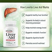 Vista 2 de LIVERITE Ayuda hepática con cardo mariano 150 cápsulas, apoya la función hepática saludable, limpieza, energía y bienestar diario