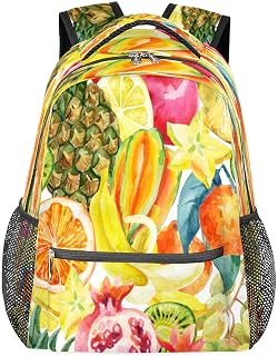 Mochilas escolares leves para meninos e meninas, adolescentes, romã, laranja, abacaxi, à prova d'água, 40,64 cm, para viagem, laptop, casual, adequado para homens e mulheres, trabalho, viagens, caminhadas, acampamento, Multicor, Medium