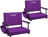 VIVOHOME 2 Pack Stadium Seats with Back Support, Cushion, Cup Holders & Shoulder Strap - Portable Bleacher Chairs