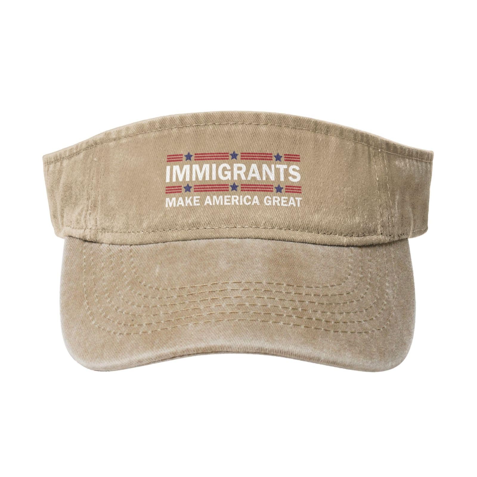 Immigrants Make America Great Denim Visor Hat Golf Sports Empty Top Cap Men Women Natural