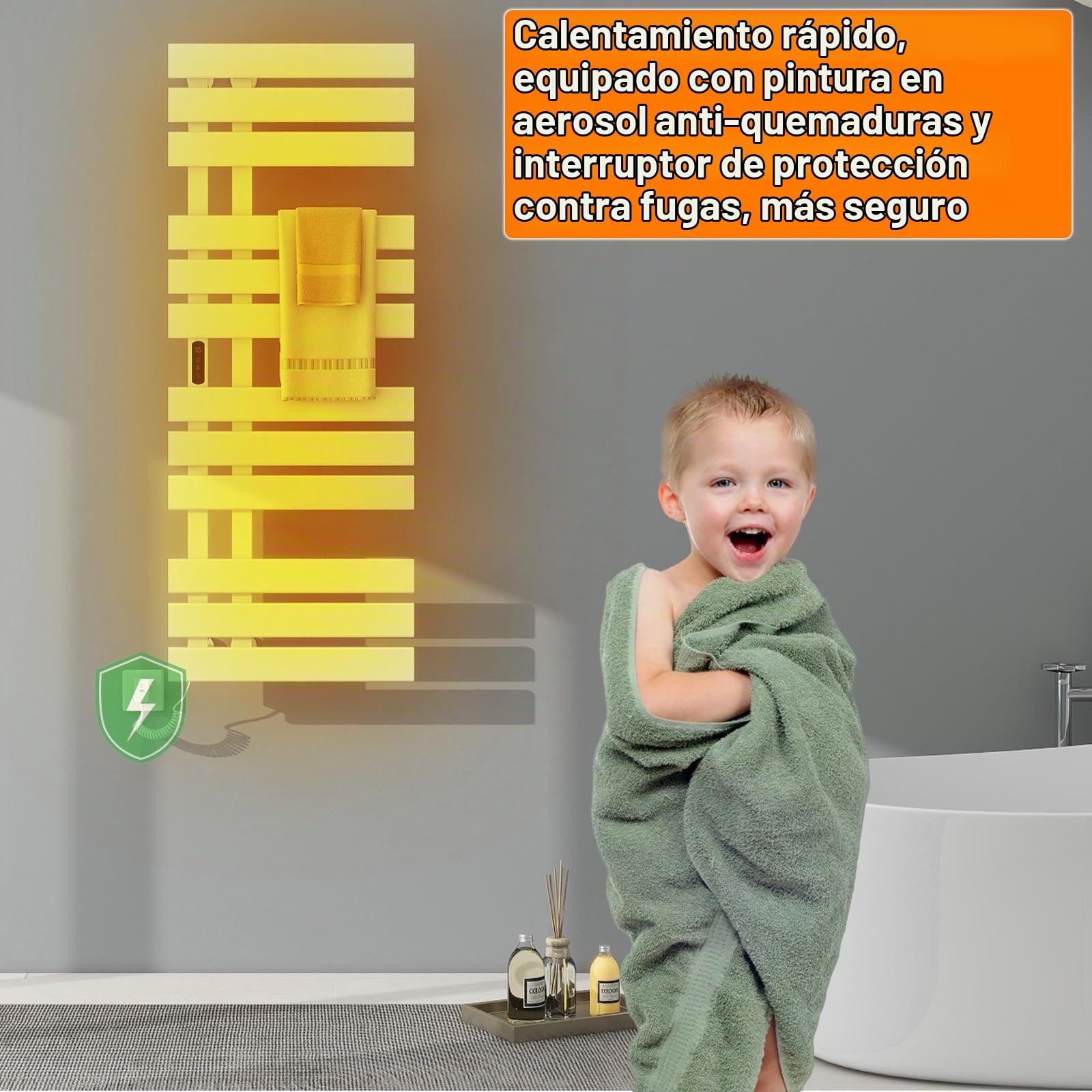 Toallero Baño Radiador, Toallero Electrico Baño Blanco WiFi, 500×1300mm, 450W, Calentador de toallas WiFi, para Alexa y Google Home y APP, Radiador Toallero Electrico, Ahorro energía-WiFi White Left