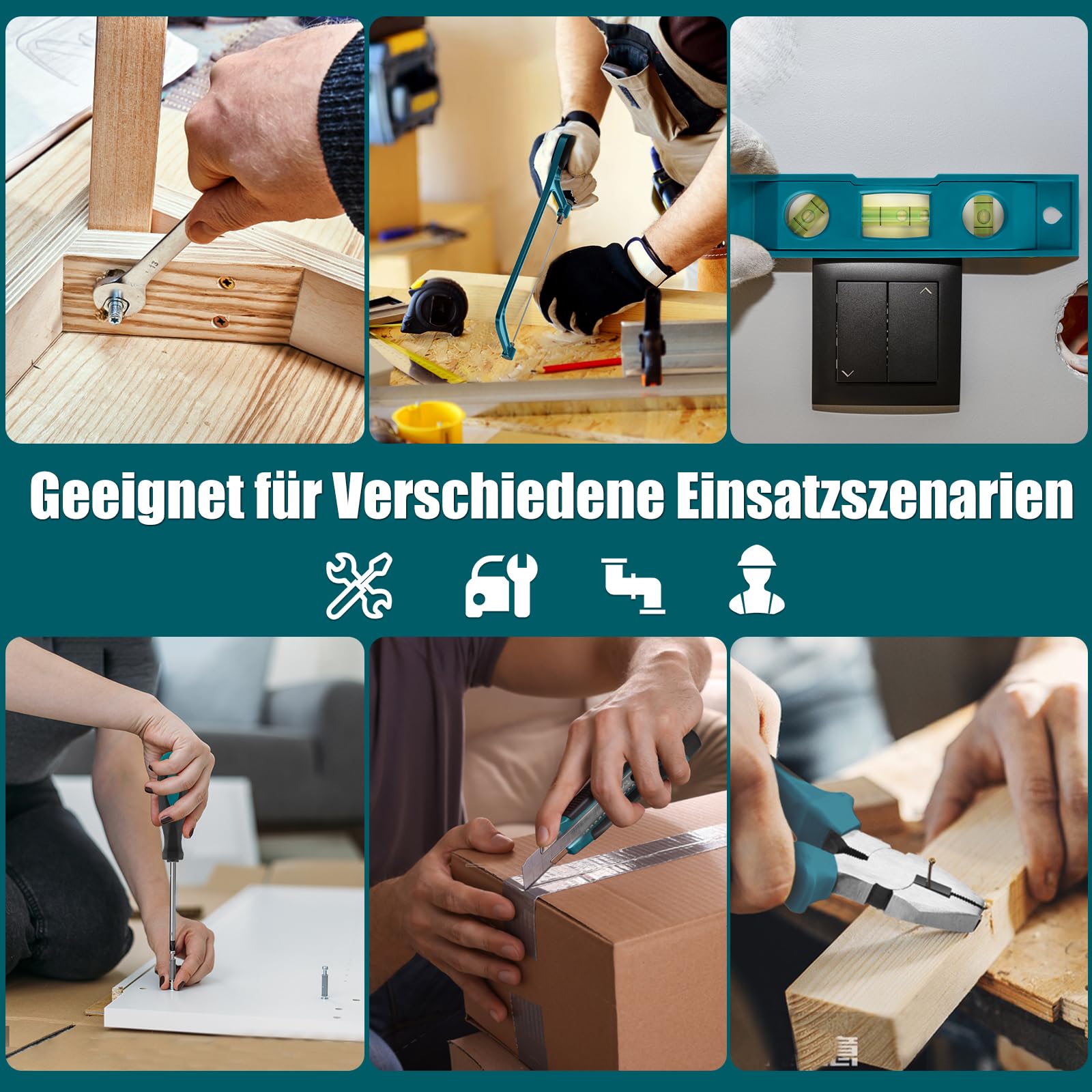 Sundpey 257 tlg Werkzeugkoffer Gefüllt - Universelles Handwerkzeug-Set mit Ratschen & Steckschlüssel, Tragbarer Kompletter Werkzeugkasten in Blau