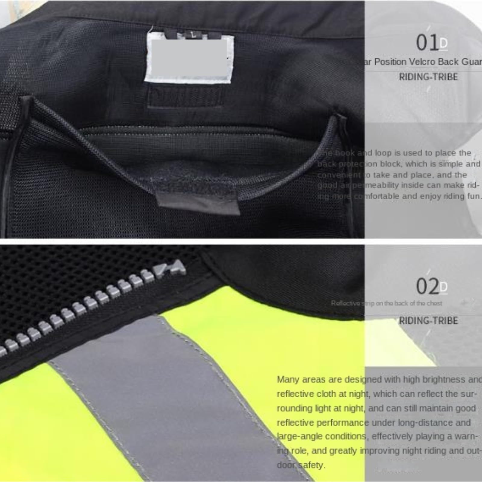 Chaleco De Reflectante Ropa De Trabajo Chaleco Reflectante For Ciclismo, Ropa De Trabajo Fluorescente For Exteriores(Black,3XL)
