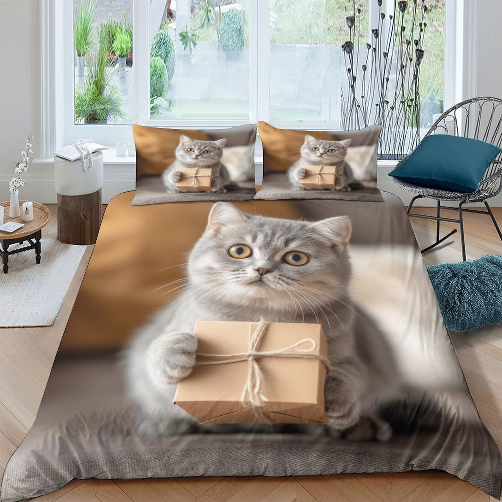 Parure de lit chat imprimé 3D pour décorer une chambre ado cosy
