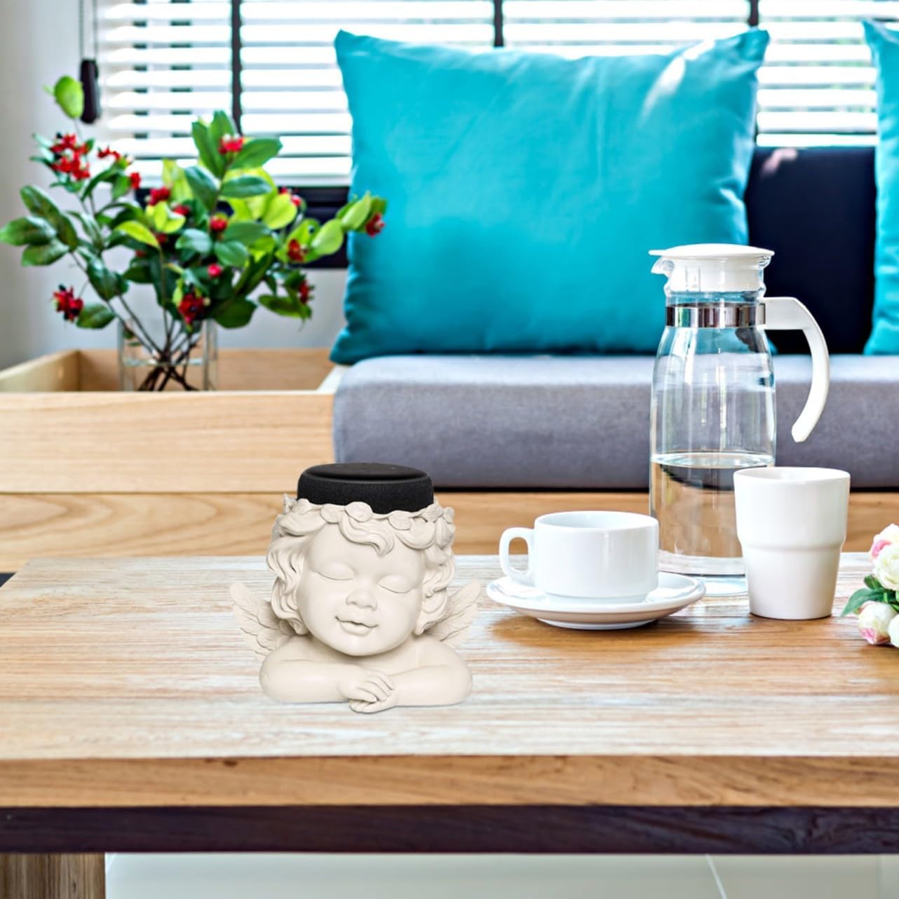 Yardwe Desktop Speaker Mount Draining Slot Resin Speaker Bracket Desk Holder for Living Room