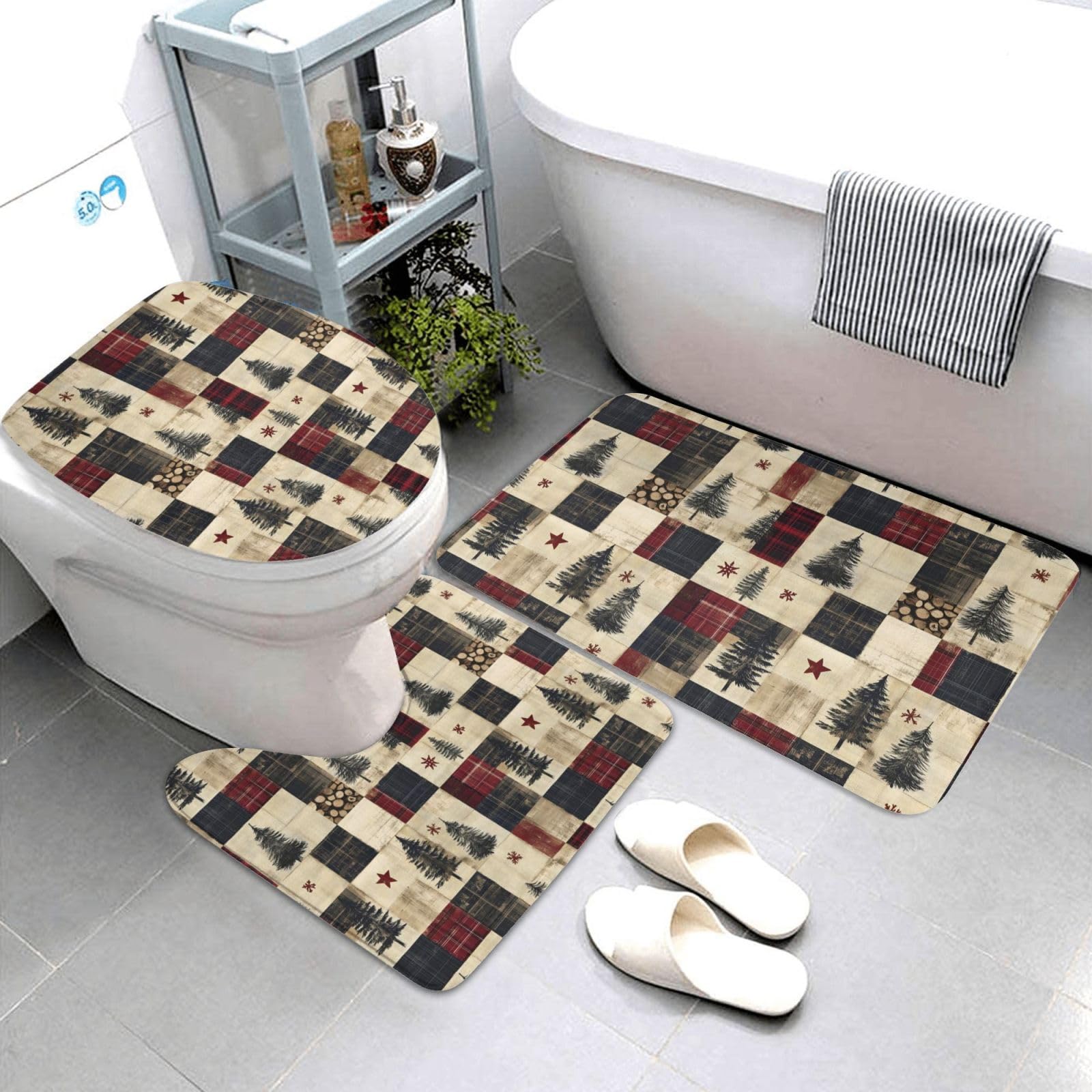 Tapis de salle de bain lavable contre sol glissant lot de 3 U