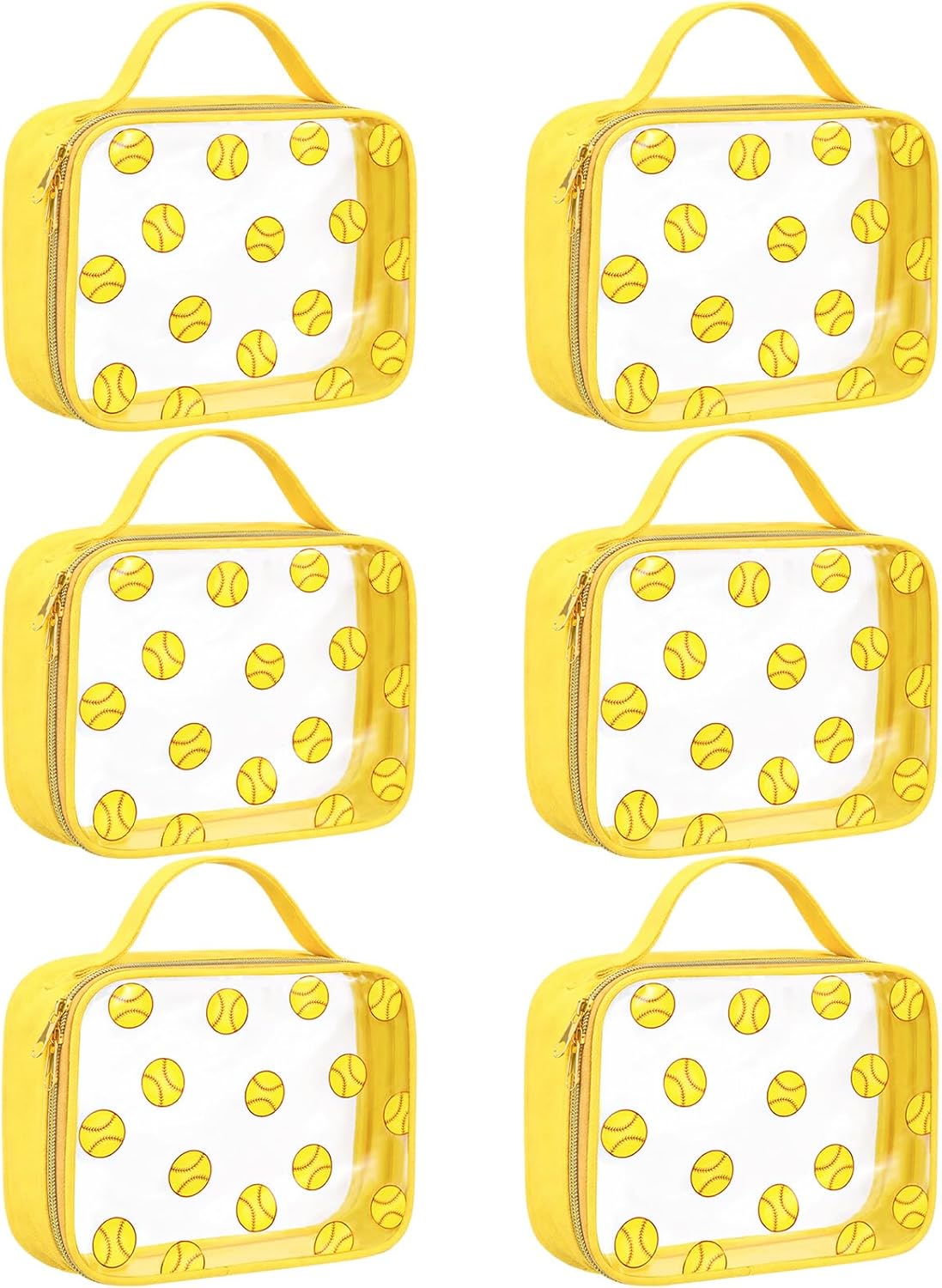 Hillban 6 Pack Soccer Gifts Bag with Handle Travel Toiletry Bag for Women Sport Goodie Cosmetic Organizer Clear Zipper Pouch for Soccer Party Favors Supplies