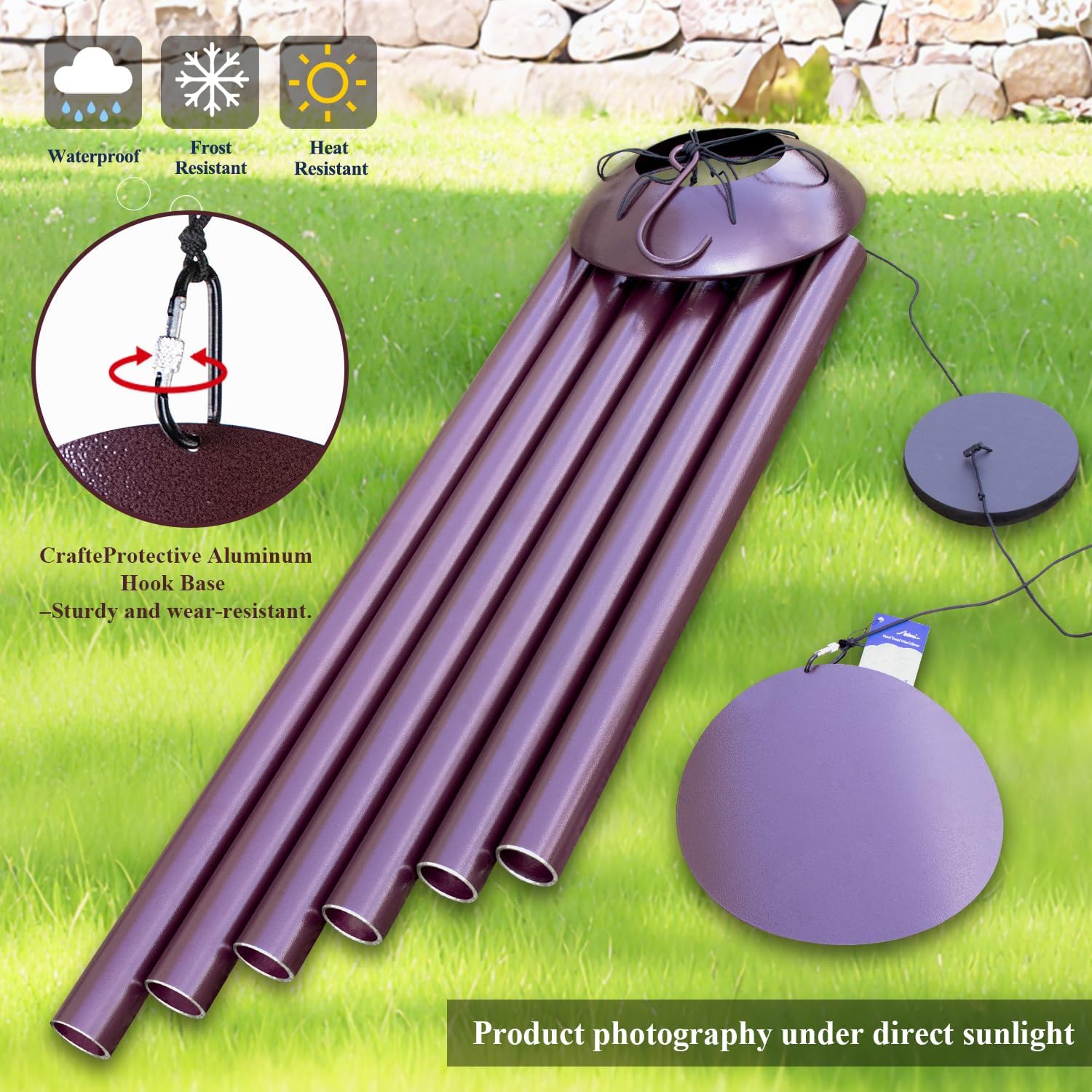 ASTARIN Extra Large Wind Chimes Outside, 2.4in Tubes Metal Handcrafted WindChimes with Deep Tone, Harmonic Deep Sound Outdoor Chimes,Outdoor Bass Bell Chime for Patio,Garden Yard Decoration,78" Bronze - Image 7