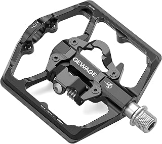 GEWAGE Pedales para Bicicleta de montaña - Pedales Planos para Bicicleta de Doble función y Pedales SPD - Pedales de Plataforma de 9/16" compatibles con SPD para Bicicleta BMX de montaña de Carretera