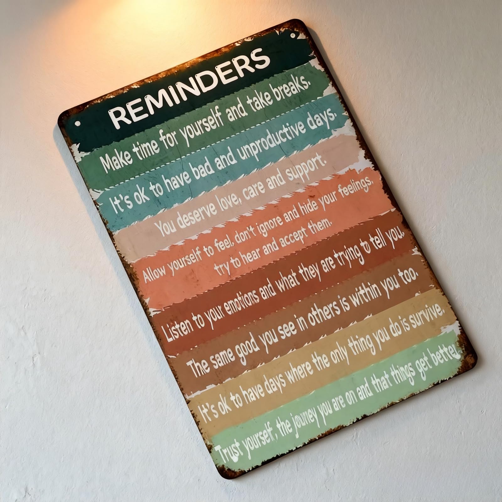 Tivleed Colorful Vintage Metal Wall Art - Motivational Quotes Sign For Home & Office Decor, 12X8 Inch Rustproof Inspirational Plaque With Easy Installation (Brown)